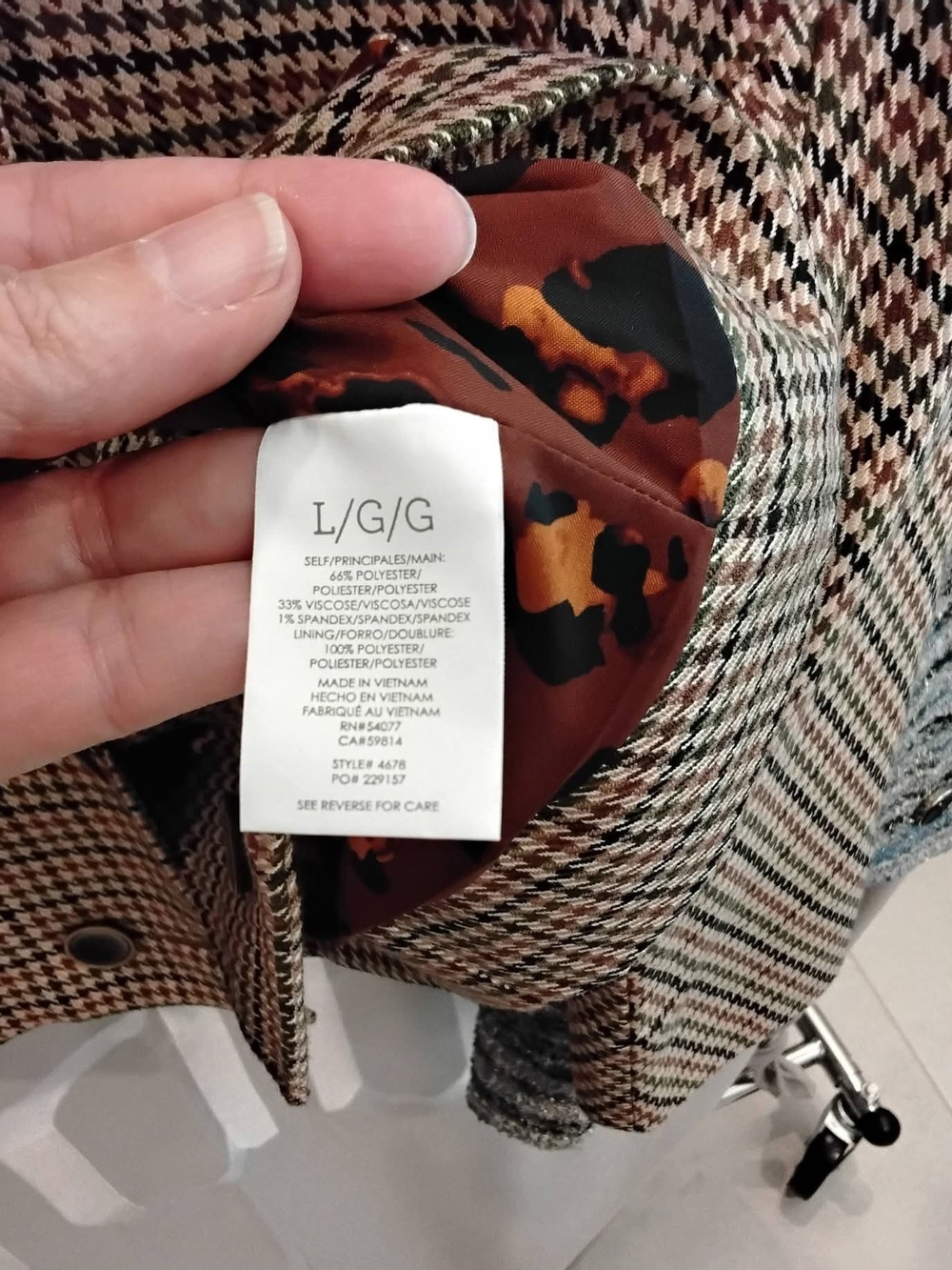 CAbi Houndstooth Blazer in Brown, Black, Cream